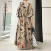 2022 New Style Cotton And Linen Printing V-neck Simple Loose Casual Long Large Size Dress Long Skirt Women's Clothing