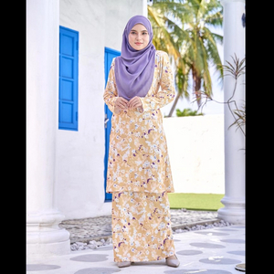 SIPO Eid New Design Malaysia Pahang Muslim Perempuan Print Floral Dress Modern Baju Kurung for Islamic Arab Turkey Dubai Women