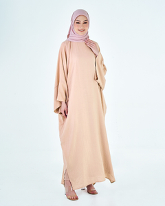 SIPO OEM Designs Eid Malaysia Muslim Elegant Women Kaftan Dress Solid Color Textured Silk Kaftan Dress