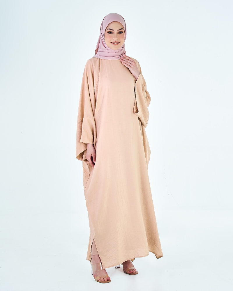 SIPO OEM Designs Eid Malaysia Muslim Elegant Women Kaftan Dress Solid Color Textured Silk Kaftan Dress
