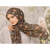 SIPO Wholesale Custom Hijab Cotton Voile Tudung Fashion Muslim Bawal Digital Printed Scarf Square Hijab 115Cm Voile Fabric Luxury-BLOOM SERIES