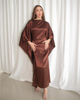 SIPO Abaya Silk Women Elegant Islamic Stain Kaftan