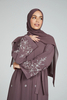 SIPO Full Pearls Design Sleeve with beautiful Celestial Floral Embellished Kimino Islamic Muslim Dress Front Open Abaya