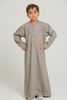 SIPO Hot Selling Thobe Casual Wear O Neck Premium Kids Long Sleeve Robes Muslim Clothing Grey Dyed Custom Closure