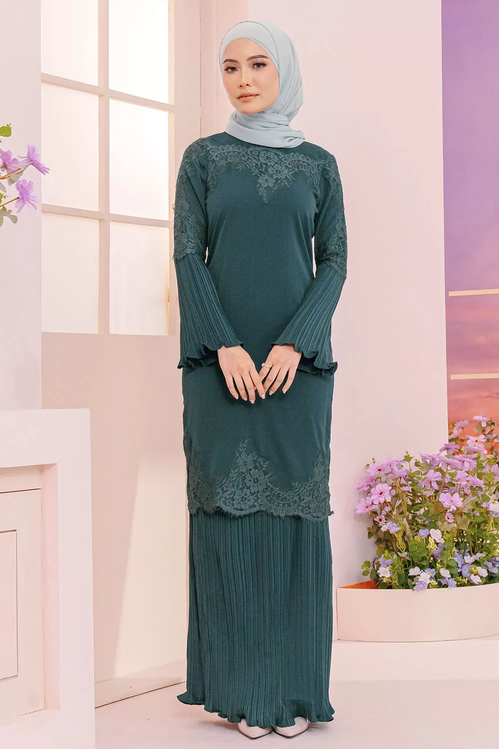 SIPO New Design Wholesale Malaysia Baju Kurung Twill Crepe Eid Women Fashion Muslim Long Sleeves Women Drerss