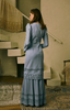 SIPO Popular Round Neckline Lace Sleeves Puff Shouldered Long Malaysia Baju Kurung with Pleated Skirt for Muslim Women