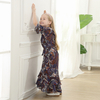 Button Ethnic Digital Printing Kid Child Modest Muslim Islamic Abaya Maxi Dress