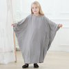 Middle East Pure Color Bat Sleeve Child Kid Modest Muslim Islamic Abaya