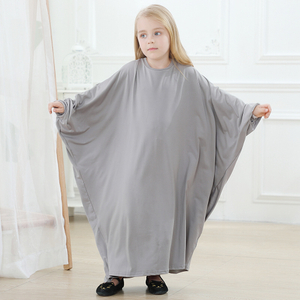 Middle East Pure Color Bat Sleeve Child Kid Modest Muslim Islamic Abaya