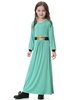 Arabic Crew Neck Breathable Elastic Applique Muslim Islamic Kids Clothing Dress Girls Abaya
