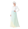 Two-Piece Double-Decker Pleated Colorful Elastic Waist Muslim Maxi Dresses Islamic Clothing