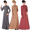 Stand Collar Ruffles Abaya Front Pleated Party Muslim Maxi Dress Islamic Clothing