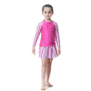 Kids Color Stitching Striped Long Sleeve And Skirts Three-Piece Islamic Muslim Swimsuit Swimwear
