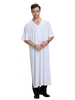 Arabian V-Neck Highly Elastic Jubba Breathable Short Sleeve Muslim Islamic Clothes Robe Men Thobes