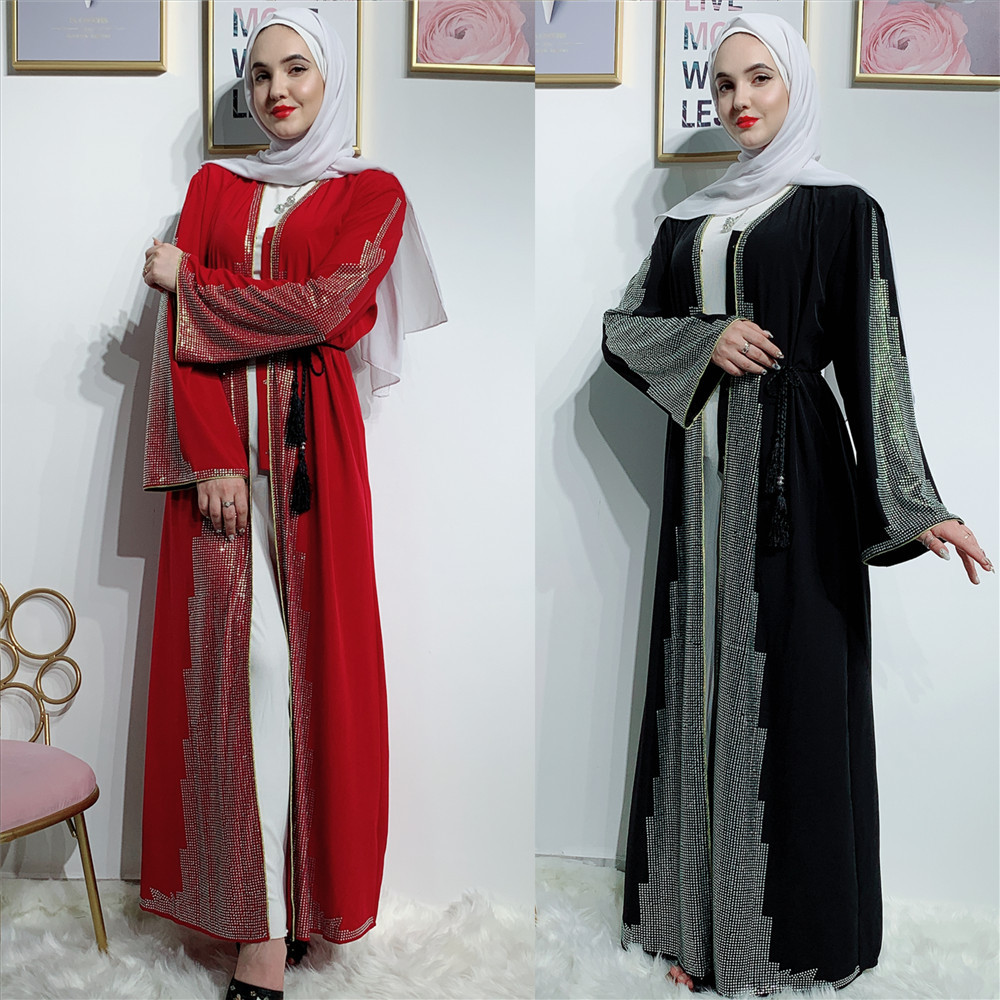 Modern Open Abaya Wedding Women Long Sleeves Wear Islamic Clothing Muslim Dresses