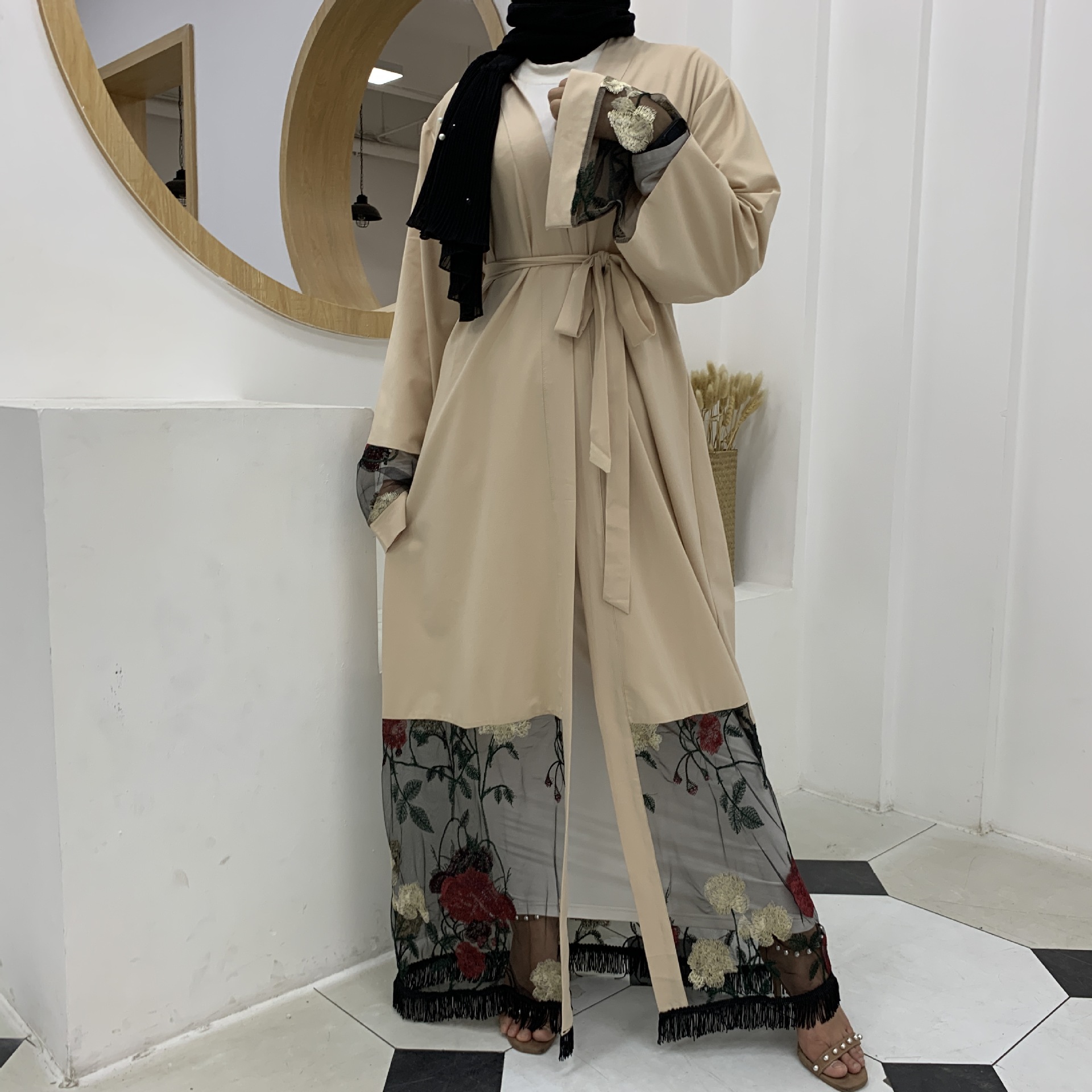New Ramadan Cardigan Robe Stitching Embroidery Turkish Islamic Muslim Kimono (5)