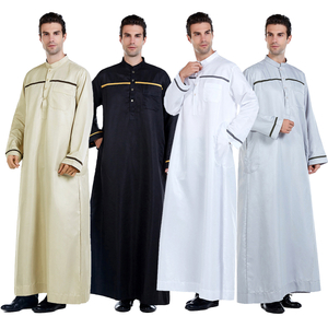 Amazon Hot Sale Pure Color Modest Full Length Round Collar Man Thobe
