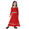 New Design Doll Collar High Elastic Muslim Islamic Kids Causal Clothing Dress Girls Abaya