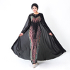 Embroidery Sequin Black Long Sleeve Dubai Malaysia Islamic Muslim Evening Dress
