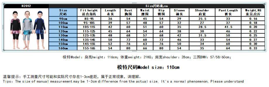 Children Conservative Color Stitching Long Sleeve Three-Piece Islamic Muslim Swimsuit Swimwear (3)