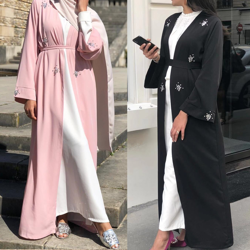 Muslim Elegant Style Cheap Muslim Kimono Islamic Clothing Women Front Open Abaya Dresses
