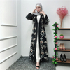Middle East Digital Floral Printing Modest Open Abaya Kimono