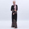 Floral Flared Sleeve Chiffon Print Both Sides Wear Fishtail Muslim Maxi Dress