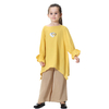 Pure Color Islamic Clothing 2 Pieces Set Muslims Kids Harlan Pants Shirt Clothes Set For Girls