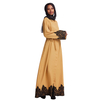 Turkish High Neck Breathable Lace Long Sleeve Muslim Islamic Women Abaya Dress Clothing