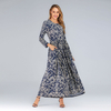 Modest Plus Size Retro Printed Dress Bohemian Muslim Islamic Abaya Maxi Dress