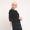 Wholesale Arabic High Collar Pearls Muslim Dresses Skirts Woman Ethnic Islamic Clothing