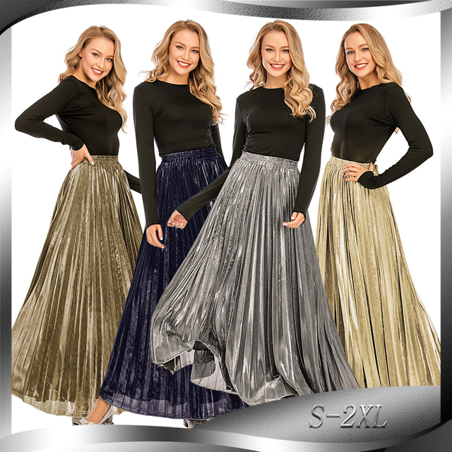 Simple And Versatile Women's Spring And Summer Waist A-line Pleated Skirt