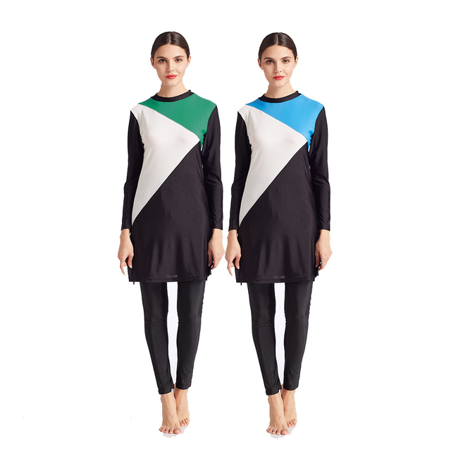 Stitching Hooded Conservative Swimwear Beachwear High Elastic Swimsuit