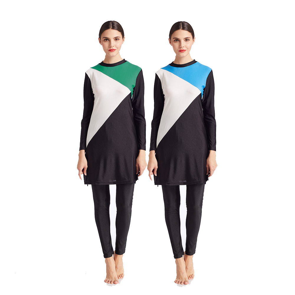 Stitching Hooded Conservative Swimwear Beachwear High Elastic Swimsuit