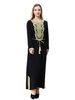 Crew Neck Breathable Long Sleeve Solid Robe Applique Muslim Islamic Clothing Dress Women Abaya