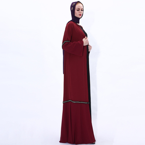 Simple And Fashionable Long-sleeved Cardigan with Muslim Women's Gold Belt Open Abaya