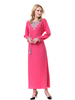 Dubai Turkish Modest Crew Neck Applique Breathable Long Sleeve Muslim Islamic Abaya Dress Clothing