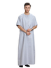 Dubai Gentle Style Highly Elastic Breathable Short Sleeve Muslim Dress Islamic Clothing Robe Men Thobe
