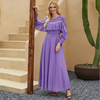 Middle East Shirring Ruffle Chiffon Muslim Islamic Abaya Maxi Dress