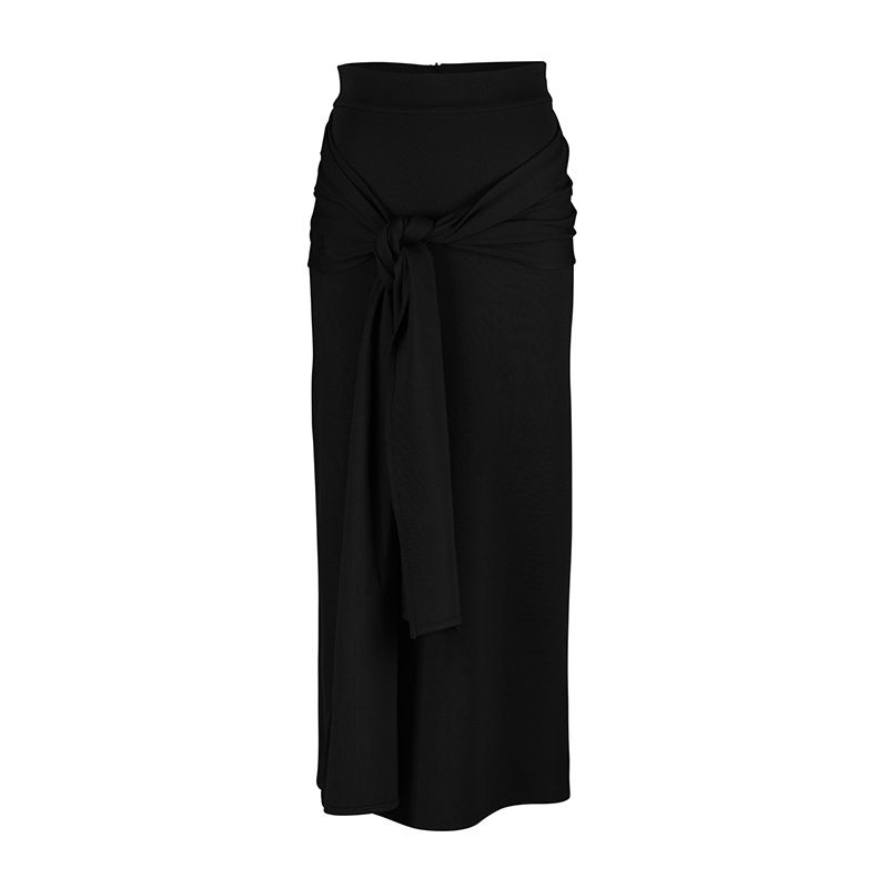 2021 Ins Popularity Modern Modest Casual Wear Tie Pure Color Ladies Skirt (19)