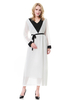 Burkha V-Neck Breathable Long Sleeve Color Stitching Muslim Islamic Clothing Dress Women Abaya