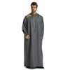 Middle East Embroidery Full Length Modest Round Collar Muslim Man Thobe