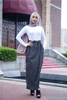 Modern Modest Fashion Stripe New Muslim Lady Latest Design Sheath Dress Skirt