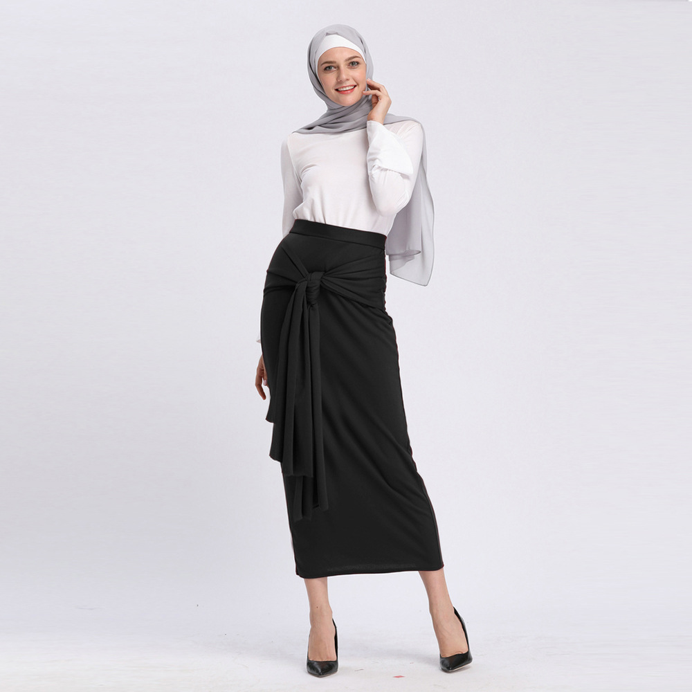 New Muslim Lady Plus Size Modest Fashion Stripe Latest Design Sheath Dress Skirt
