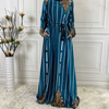 AliExpress Amazon Middle East Fashion Women's Fall/Winter High Quality Gold Velvet Printed Long Sleeve Dress