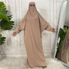 Hot Sale in The Middle East Big Solid Color Fashion Bat Sleeve Robe Plus Size Muslim Dress