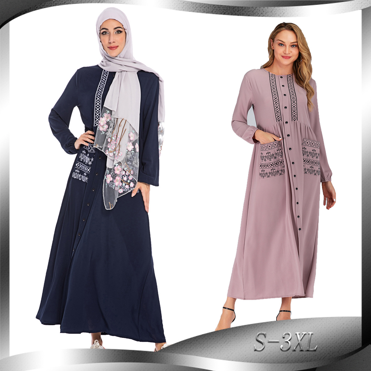 AliExpress Hot Selling Fashion Long Middle East Plus Size Women's Dress
