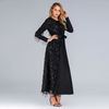 New Stitching Glittering Sequined Muslim Clothing Ramadan Arabic Islamic Dress