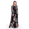 Amazon Hot Sale Women's Printed Slim Long Sleeve Printed Round Neck Dressng Skirt