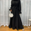 2022 Cross-border Exclusively for 2020 New Fashion Women's Solid Color Stitching Big Muslim Dress